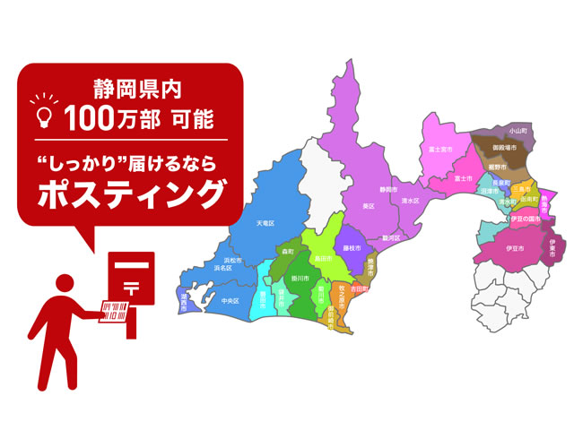 静岡県内のポスティング一括手配のイメージ画像