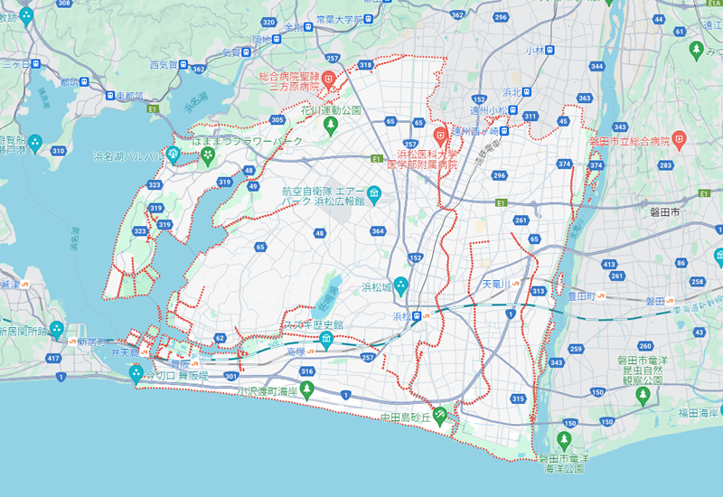 浜松市中央区のポスティング・チラシ配布エリア